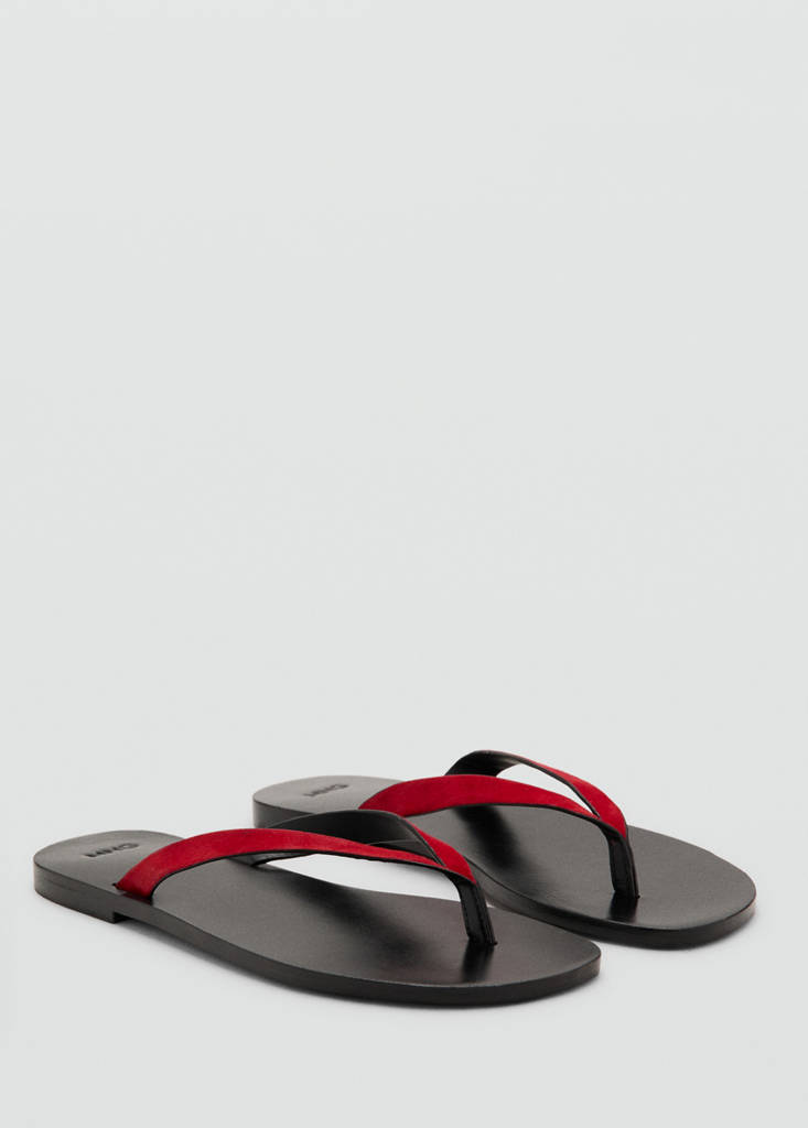 Leather strap sandals — Red
