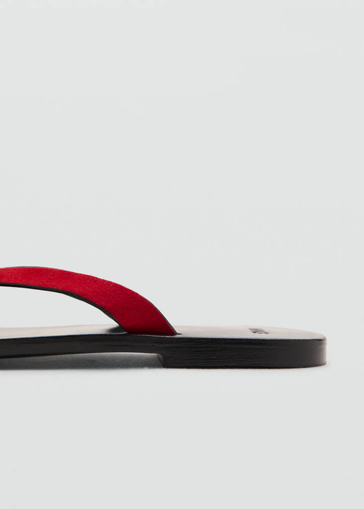Leather strap sandals — Red