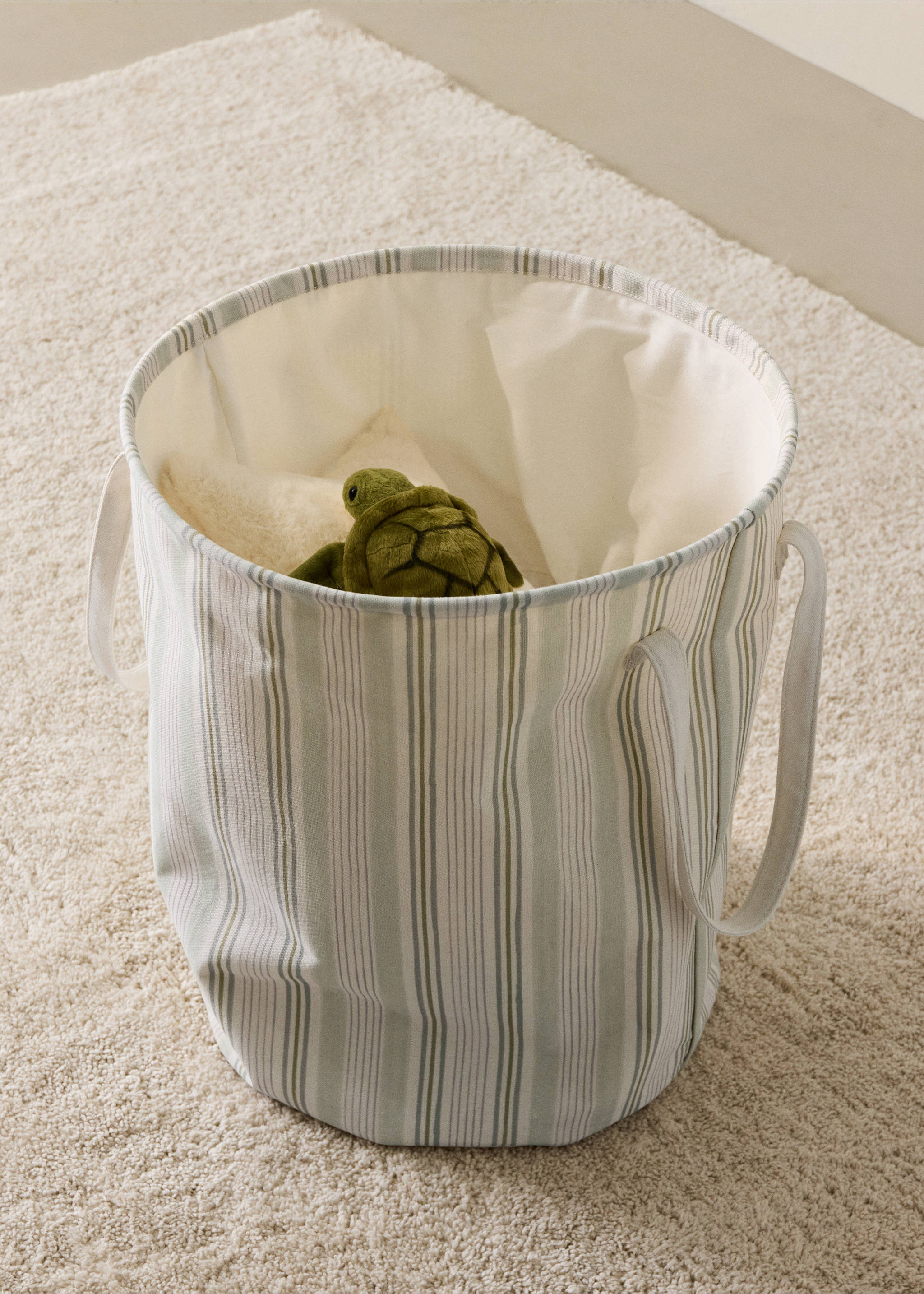 100% cotton multi-stripe basket - General plane, Russet. Ref: 37052558-00.