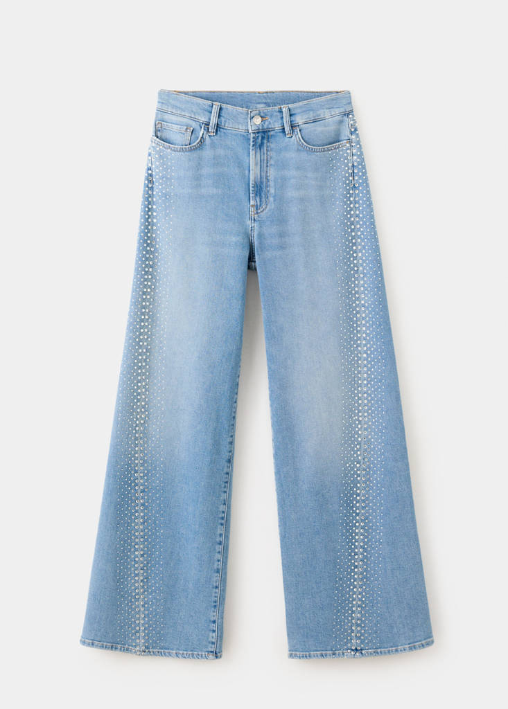 Shiny wide-leg jeans — Medium Blue