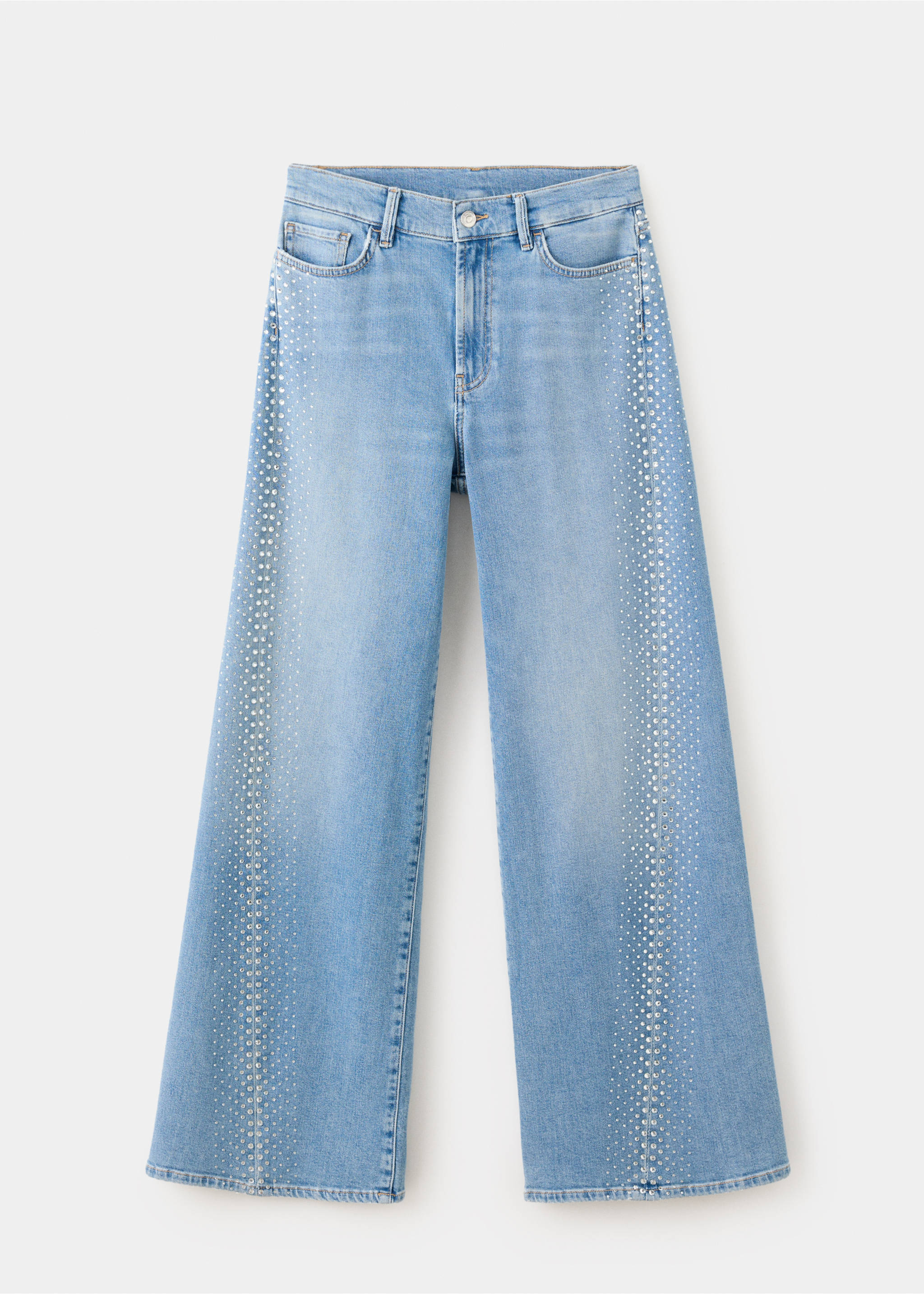 Jean wide leg brillant - Article sans modèle, Bleu moyen. Ref: 37052559-00.