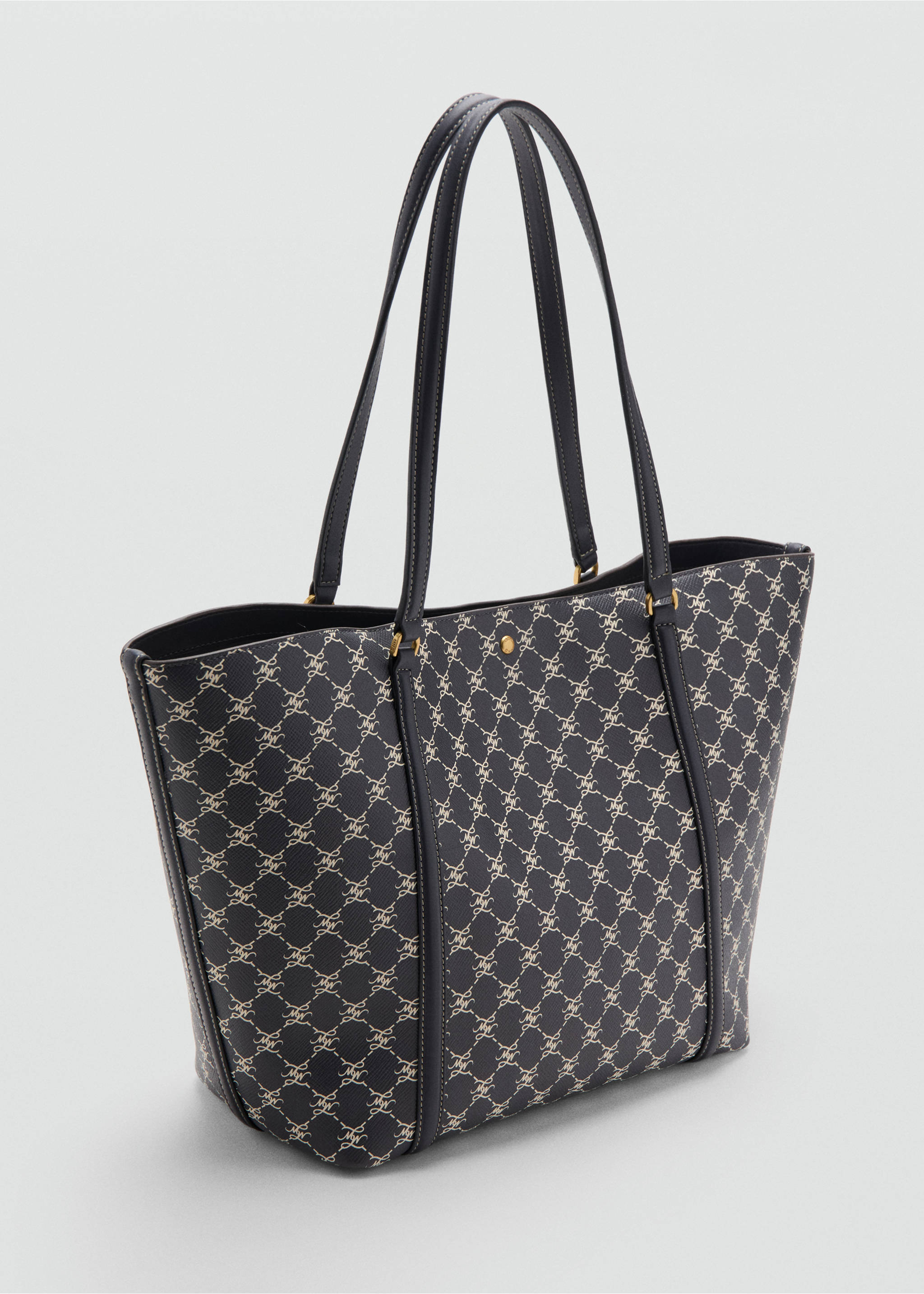 Shopper bag with printed logo - Medium plane, Navy. Ref: 37052560-00.
