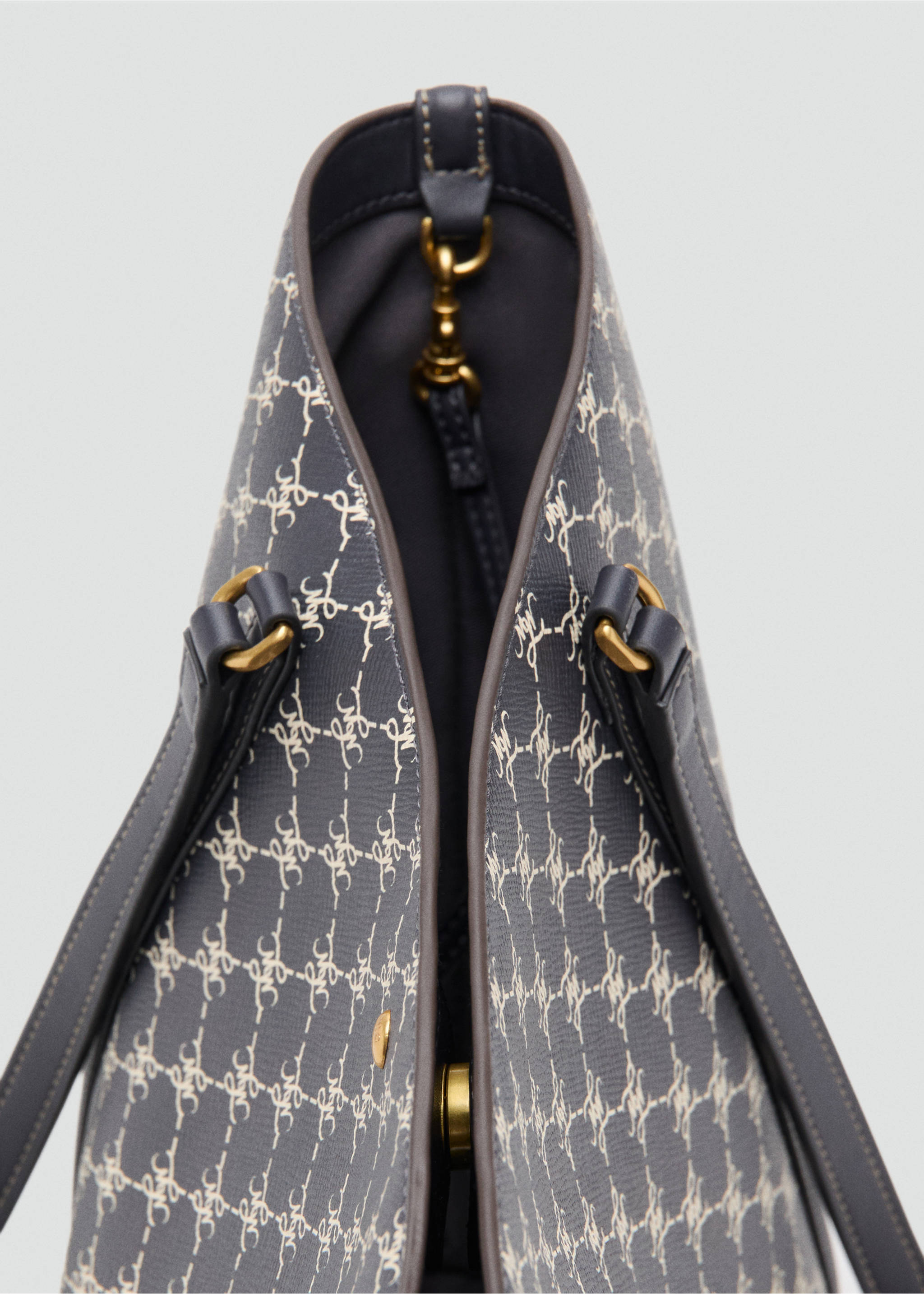Shopper bag with printed logo - Details of the article 2, Navy. Ref: 37052560-00.