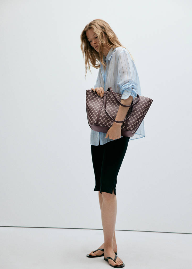 Shopper bag with printed logo — Burgundy