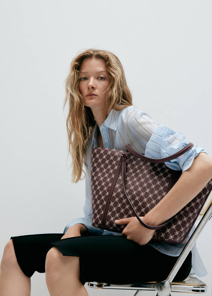 Shopper bag with printed logo — Burgundy