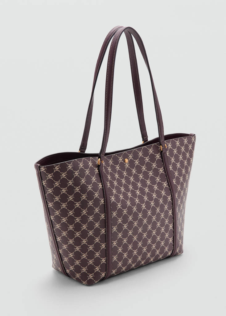 Shopper bag with printed logo — Burgundy