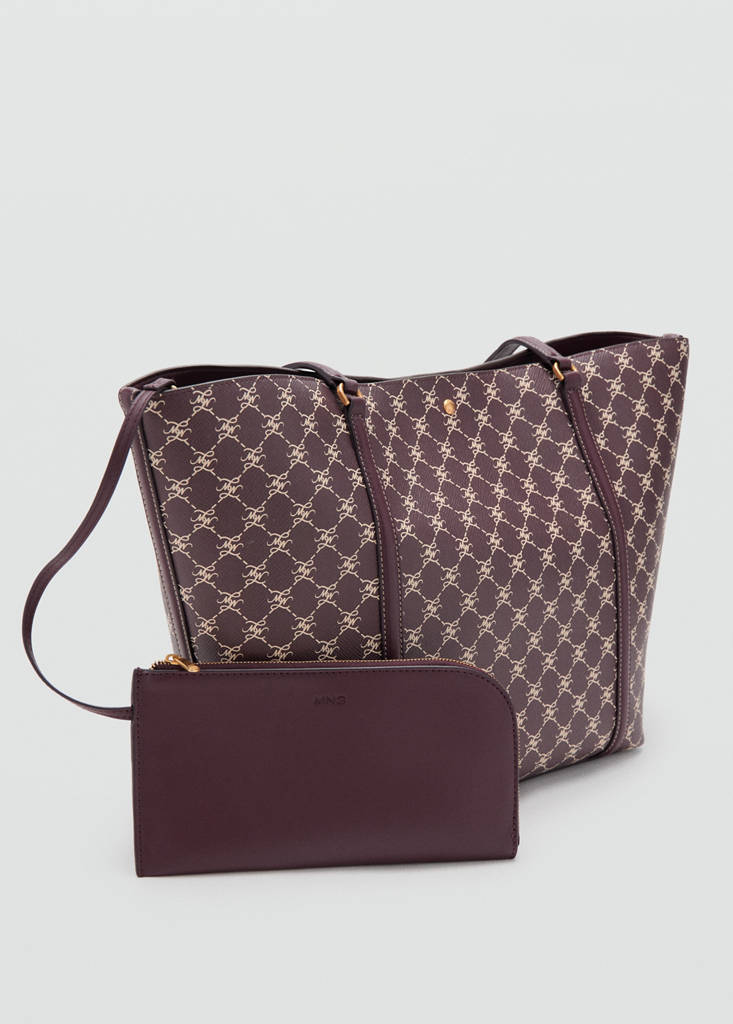 Shopper bag with printed logo — Burgundy
