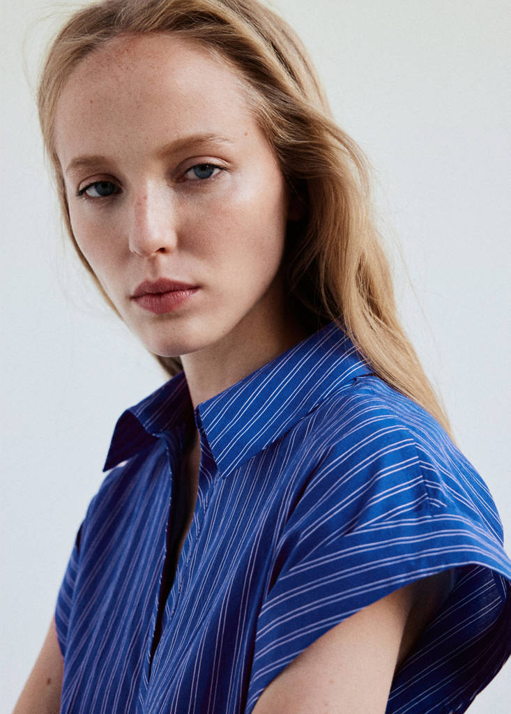 Striped shirt dress — Blue