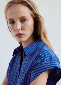 Striped shirt dress — Blue 4