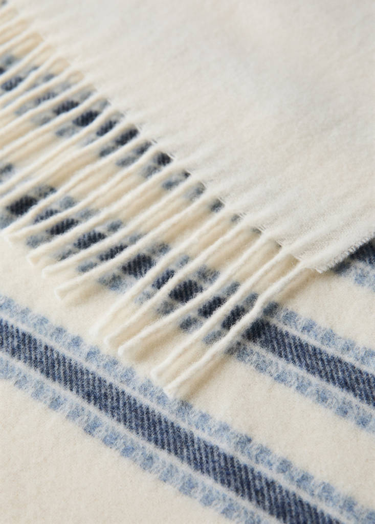 Wool striped blanket — Blue