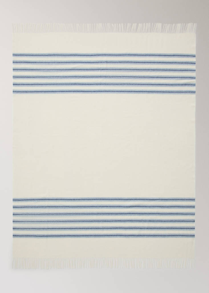 Wool striped blanket — Blue