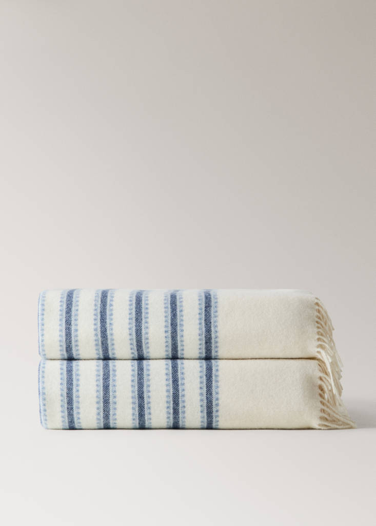 Wool striped blanket — Blue