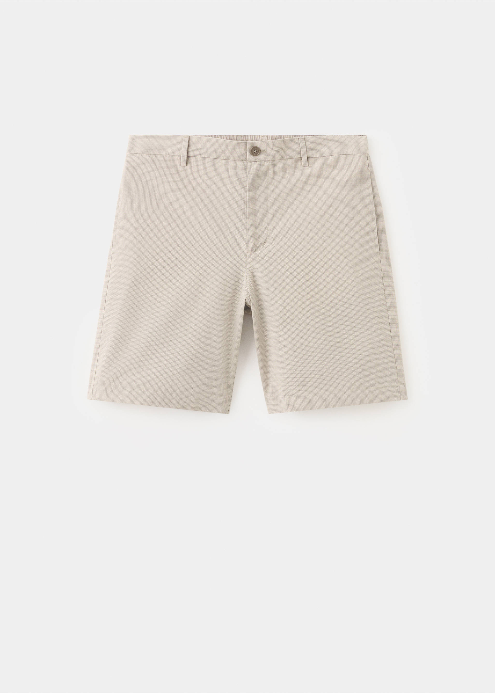 Slim-fit 100% cotton micro-check bermuda shorts - Article without model, Beige. Ref: 37052889-00.