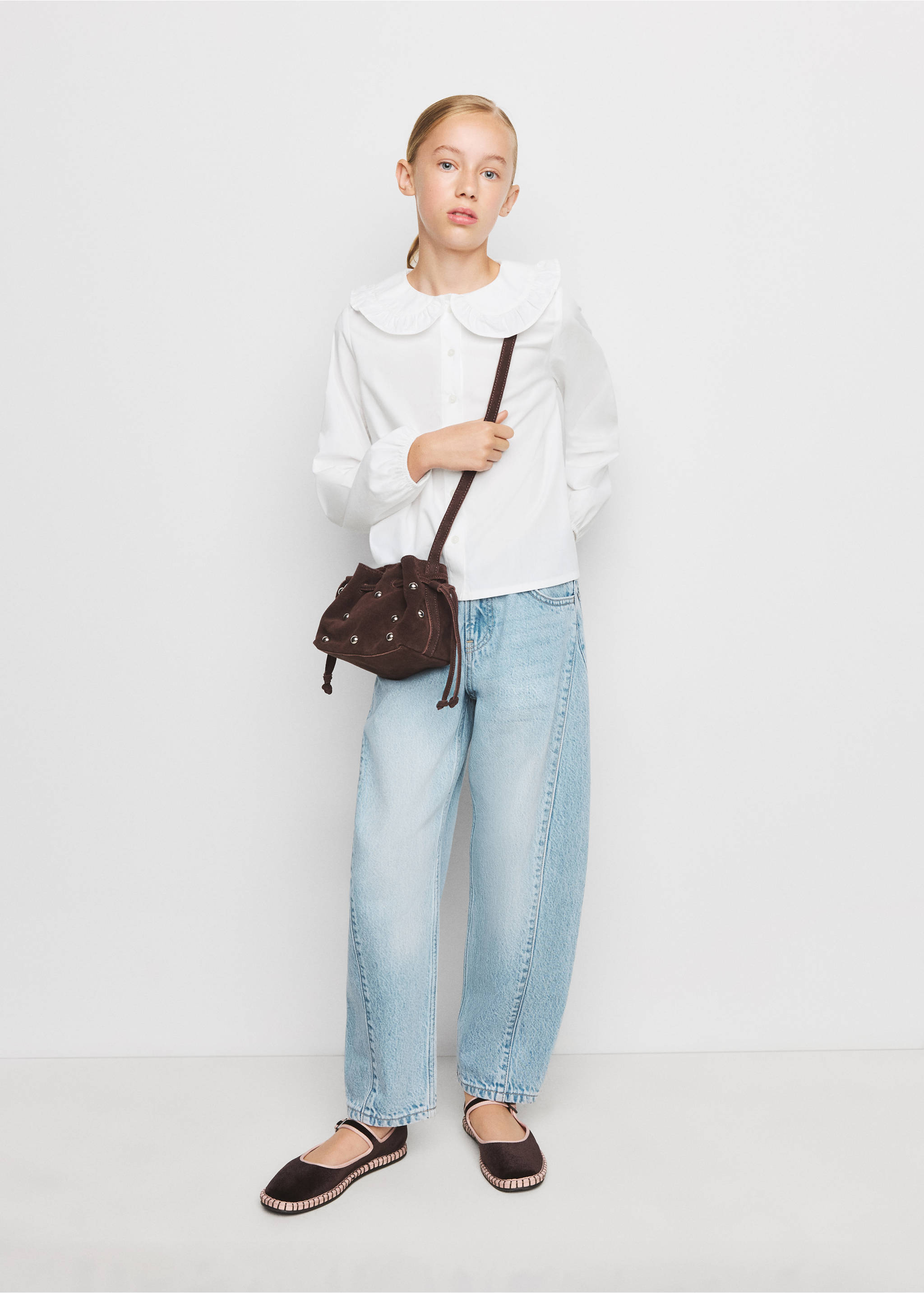 Double baby-collar shirt - General plane, White. Ref: 37052890-00.