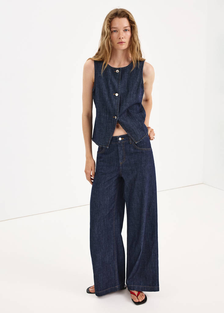 Wide leg rinse-wash jeans — Open Blue