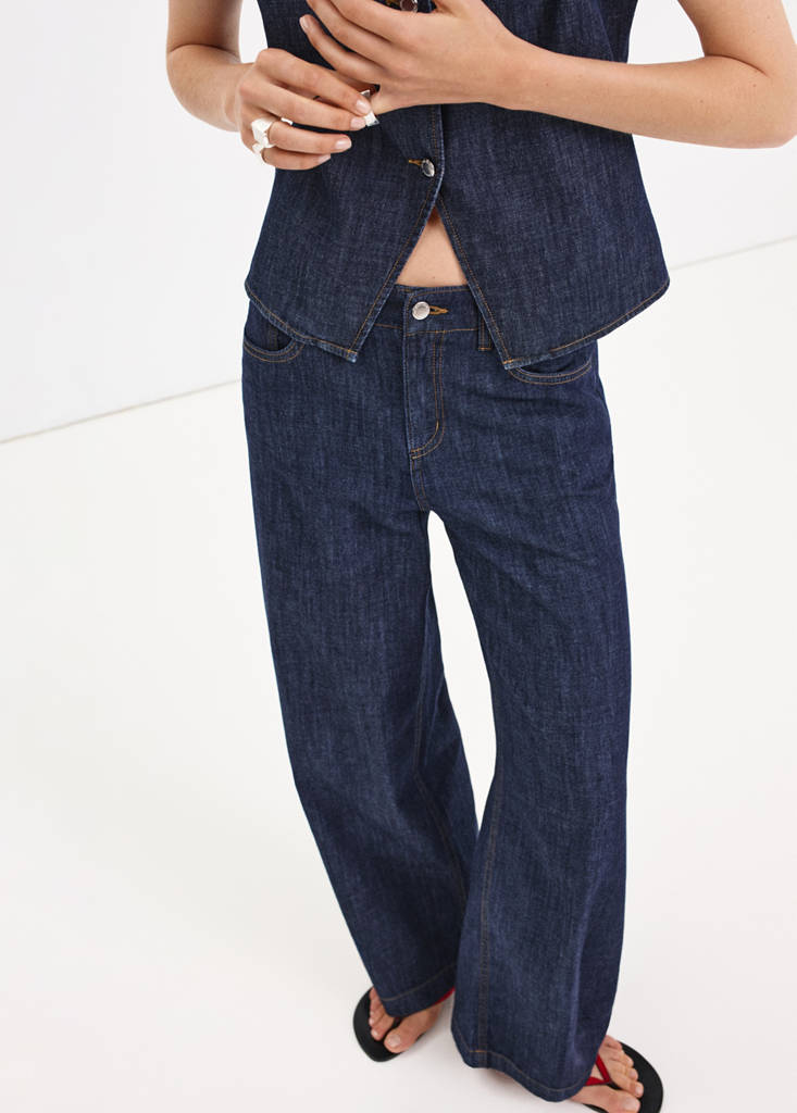Wide leg rinse-wash jeans — Open Blue