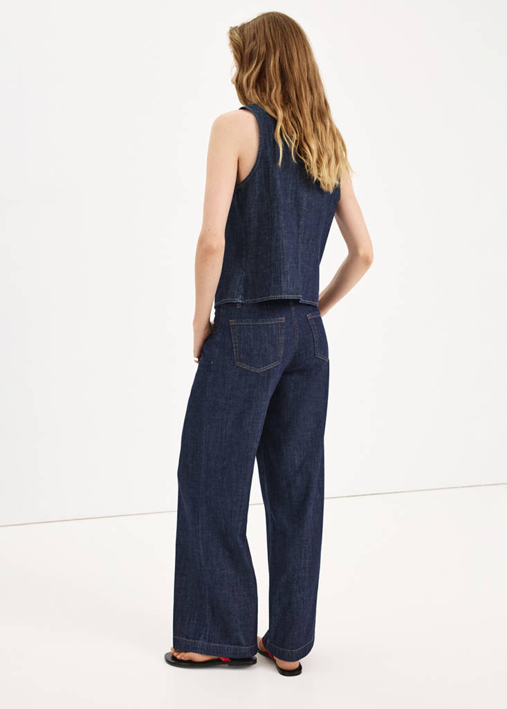 Wide leg rinse-wash jeans — Open Blue