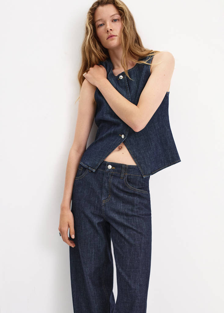 Wide leg rinse-wash jeans — Open Blue