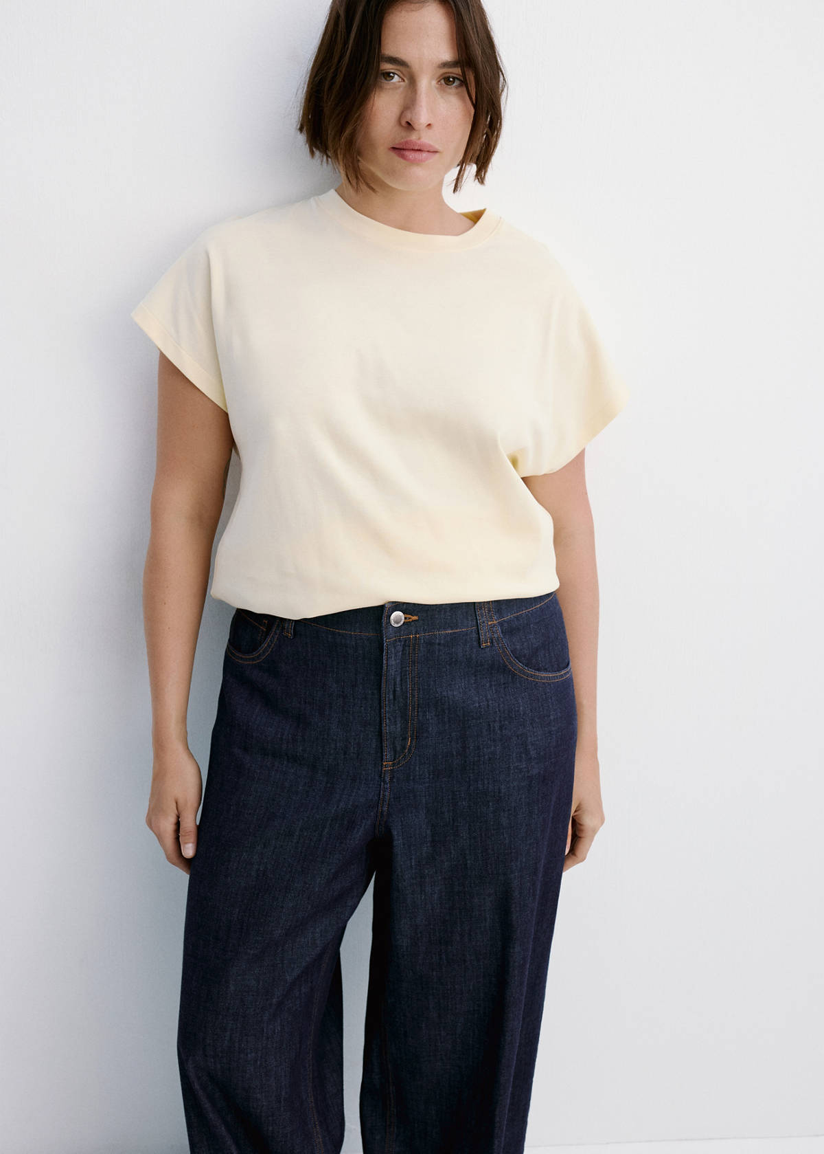 wide-leg washed-effect jeans — Open Blue