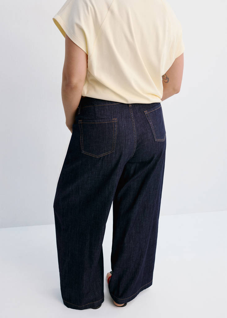 Wide leg rinse-wash jeans — Open Blue