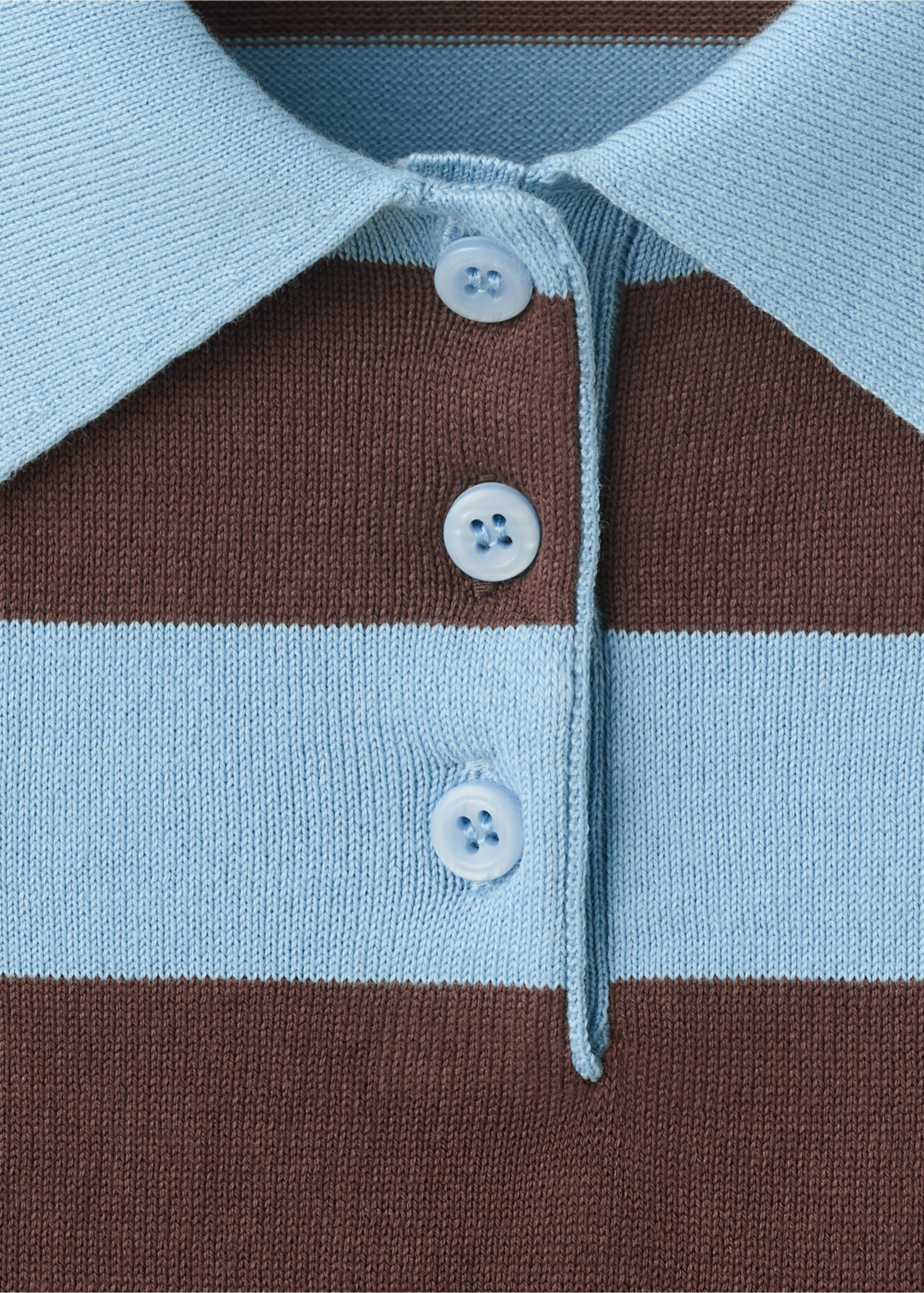 Striped cotton polo shirt - Details of the article 8, Sky Blue. Ref: 37052895-00.