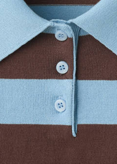 Striped cotton polo shirt — Sky Blue 5