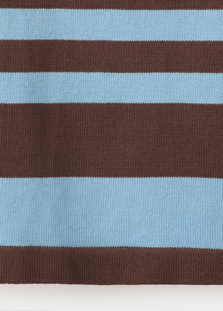 Striped cotton polo shirt — Sky Blue
