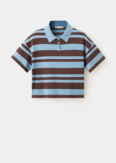 Striped cotton polo shirt — Sky Blue 4
