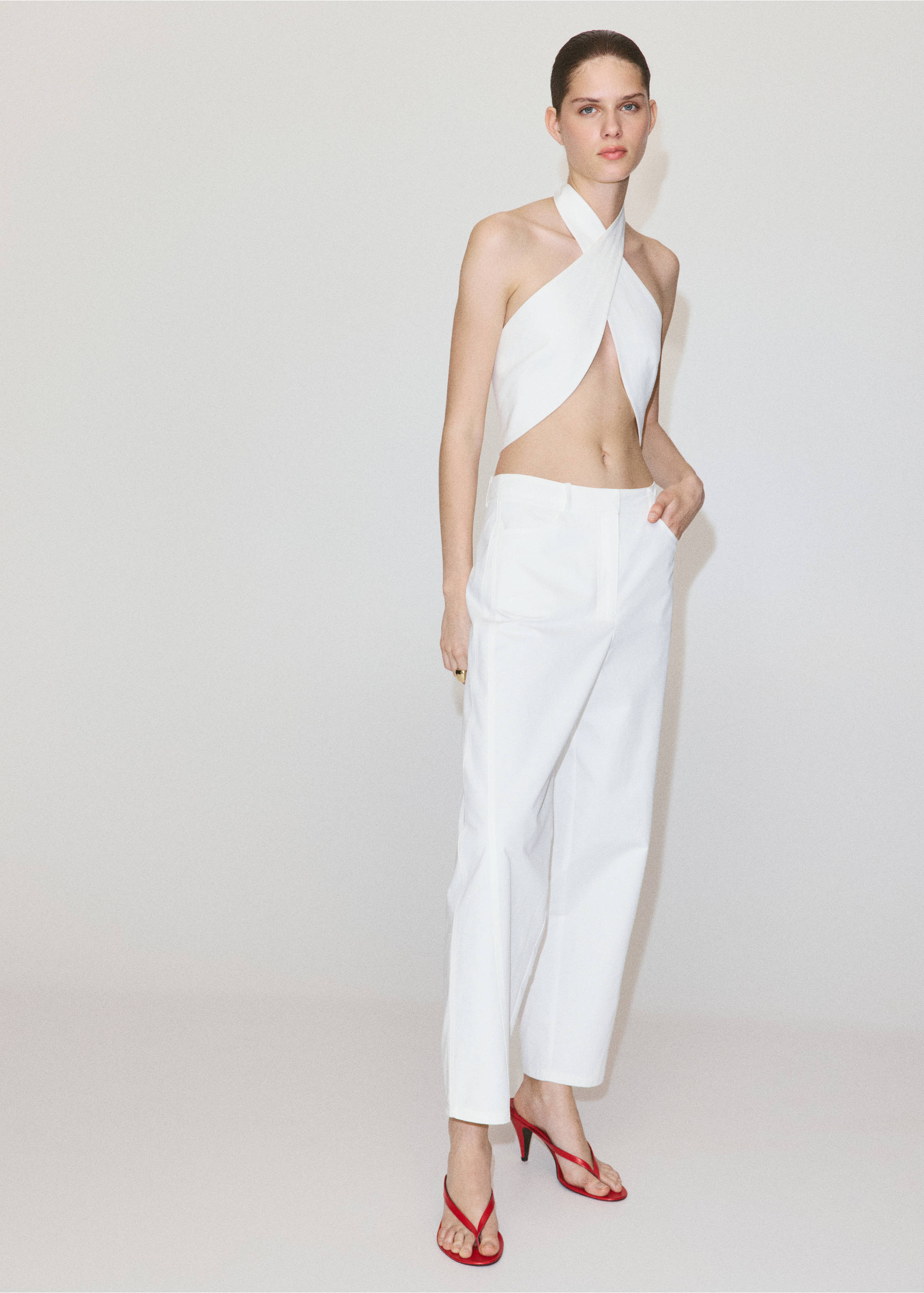 High-waisted balloon trousers - General plane, White. Ref: 37052896-00.