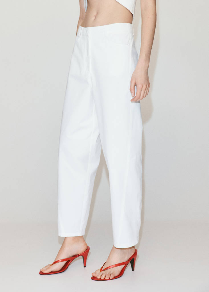 High-waisted balloon trousers — White