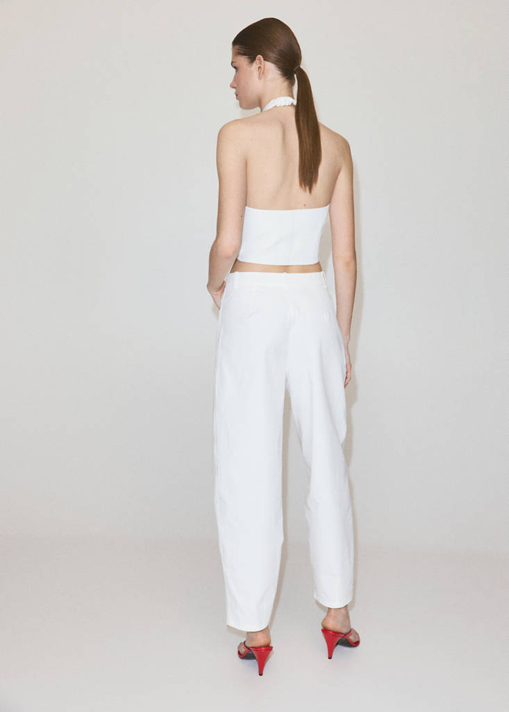High-waisted balloon trousers — White