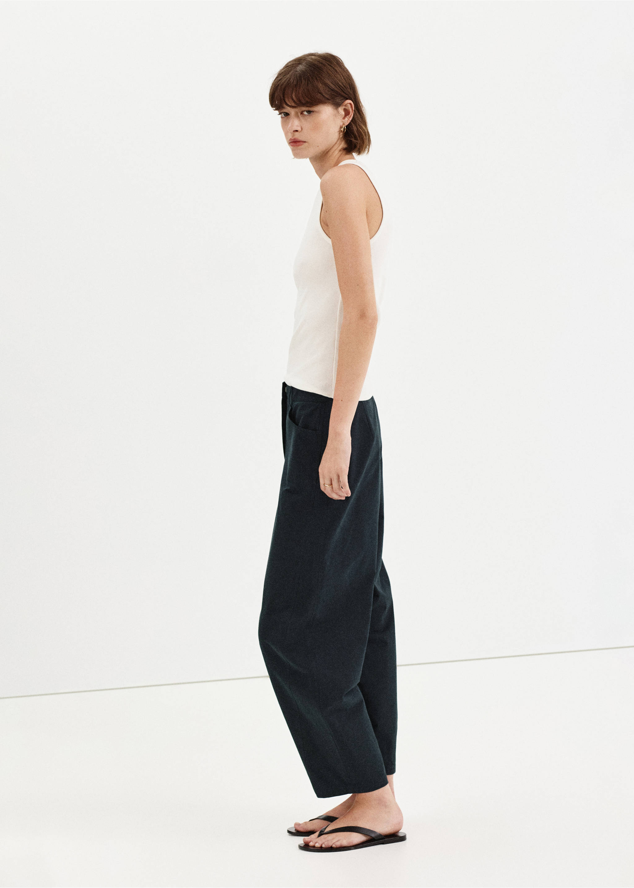 High-waisted balloon trousers - General plane, Navy. Ref: 37052896-00.