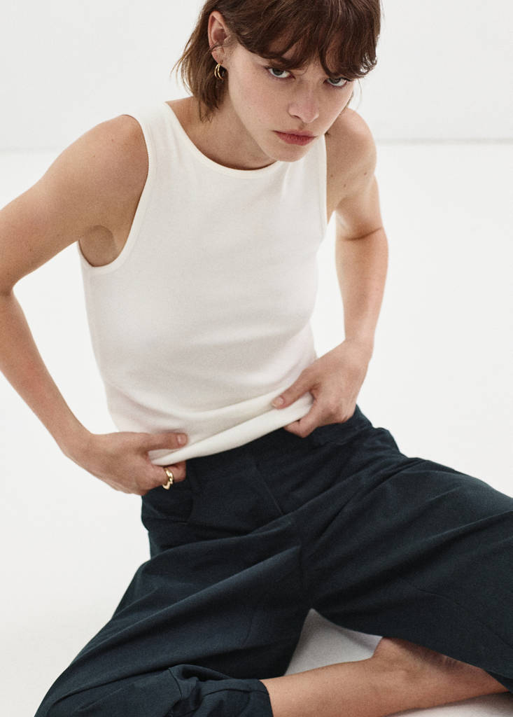 High-waisted balloon trousers — Navy