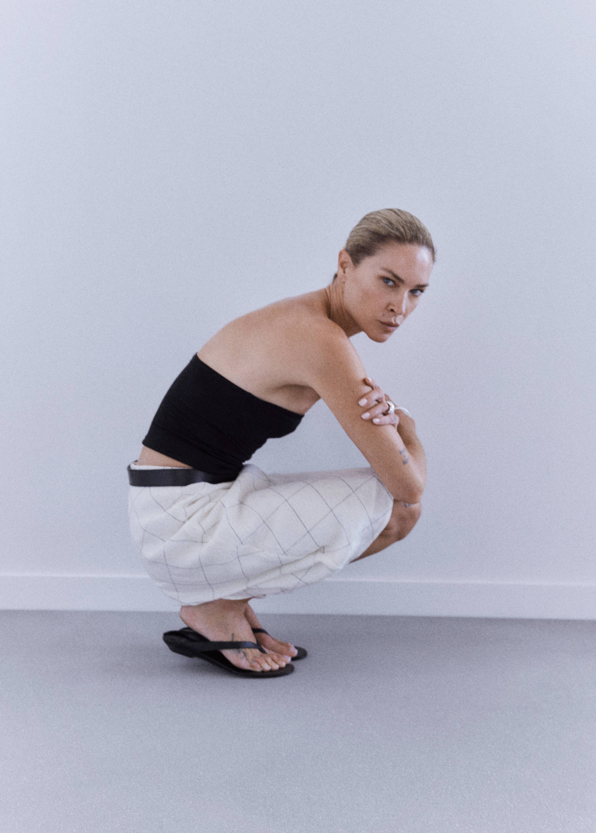 100% linen check skirt - Details of the article 1