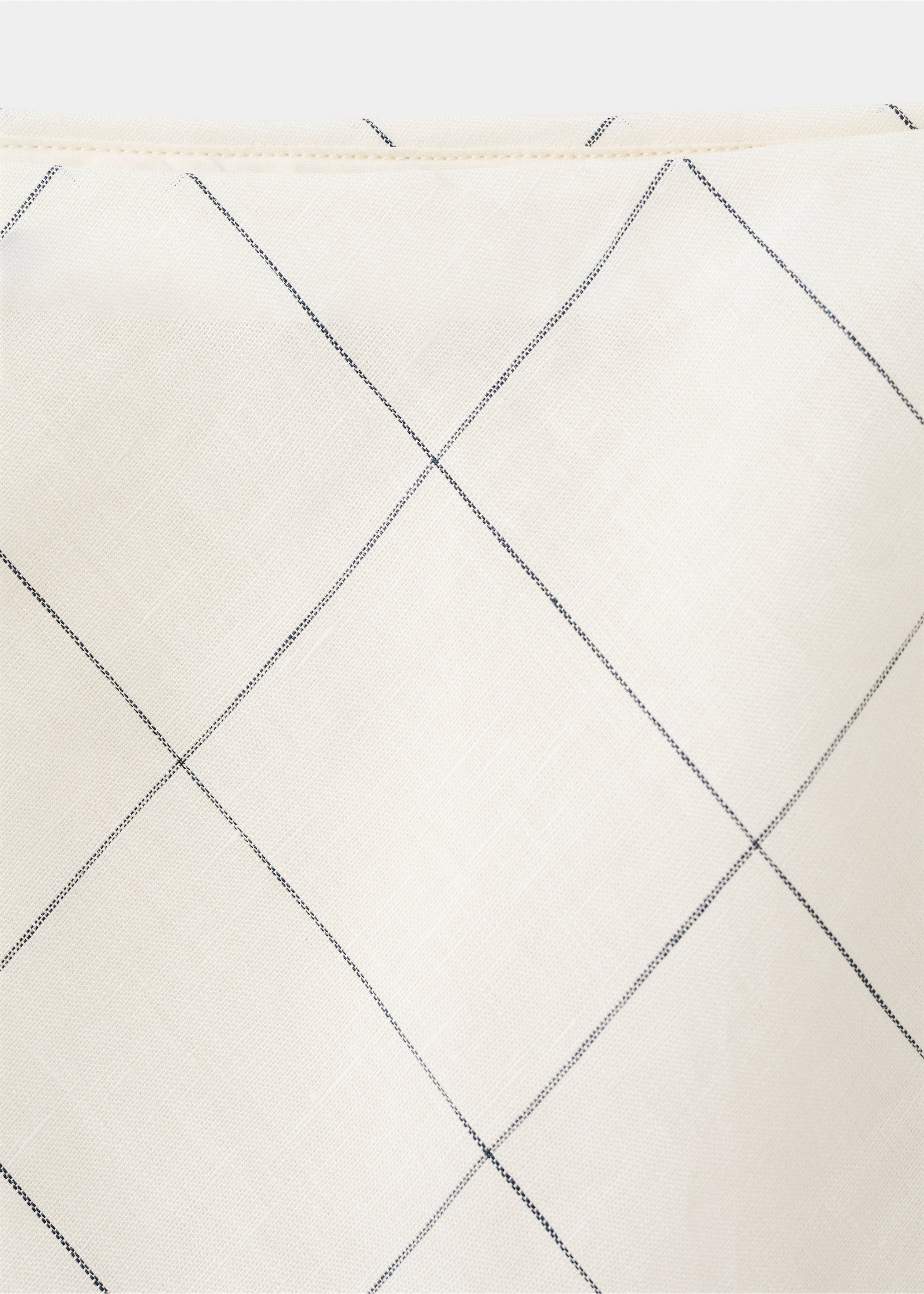 100% linen check skirt - Details of the article 8, White. Ref: 37052897-00.