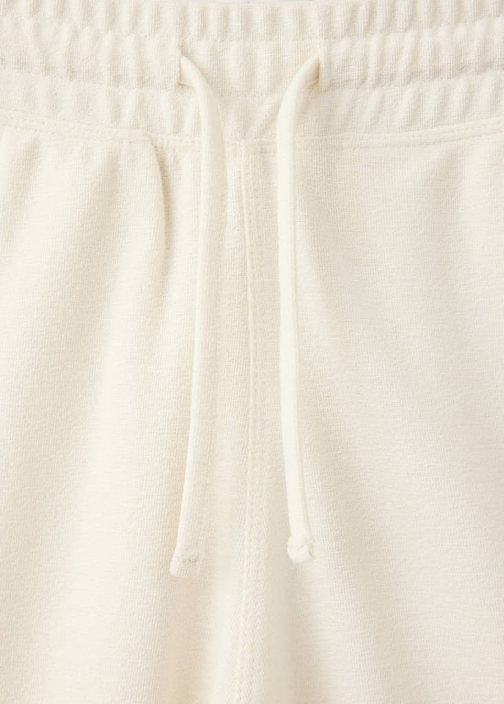 Textured cotton blend Bermuda shorts with drawstring — White