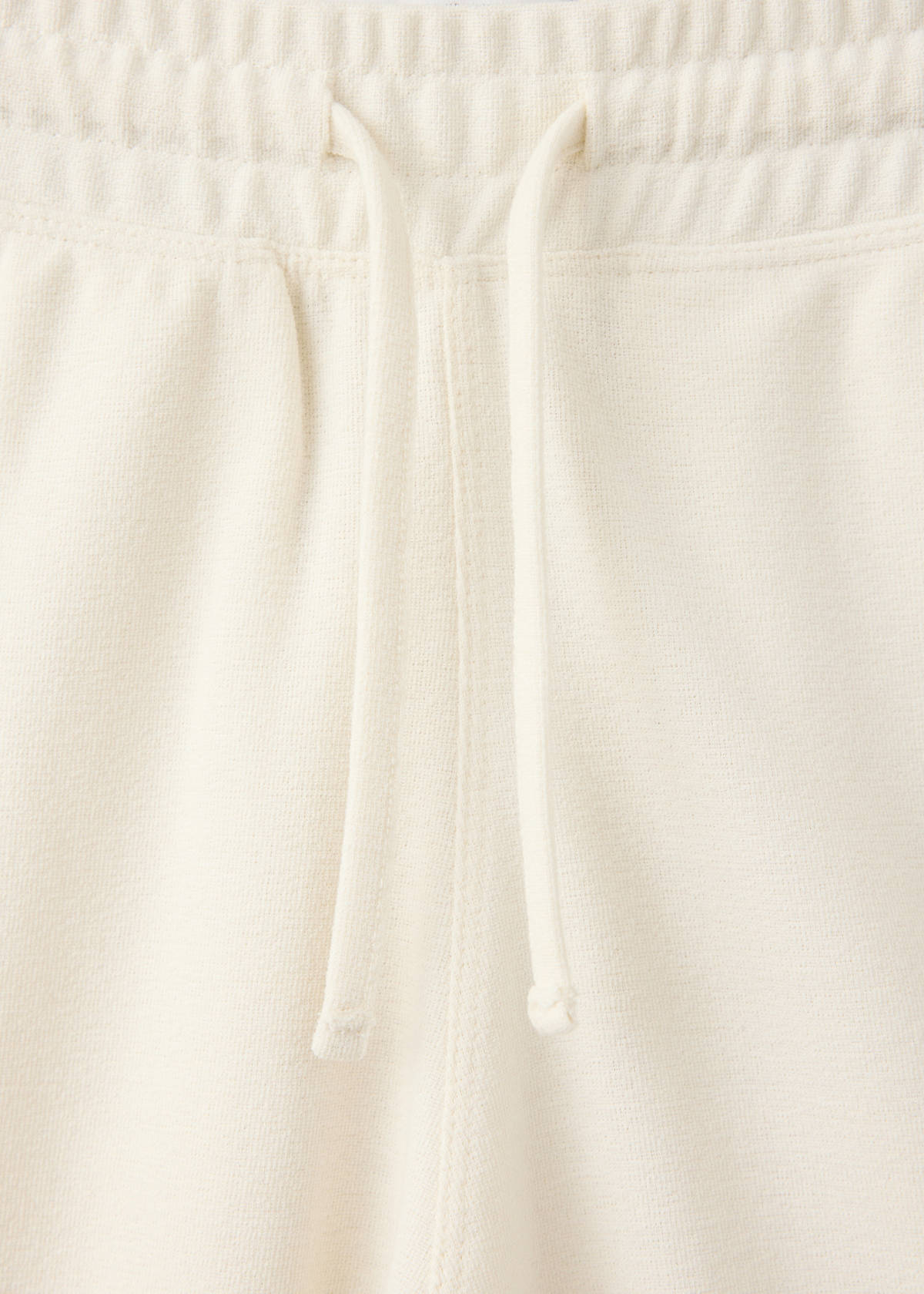 Textured cotton blend Bermuda shorts with drawstring — White