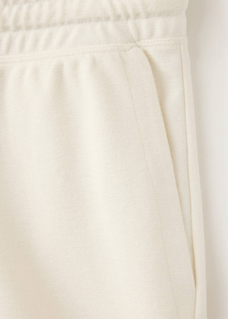 Textured cotton blend Bermuda shorts with drawstring — White