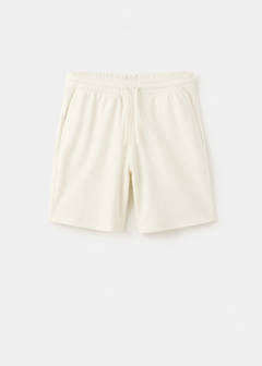 Textured cotton blend Bermuda shorts with drawstring — White 6