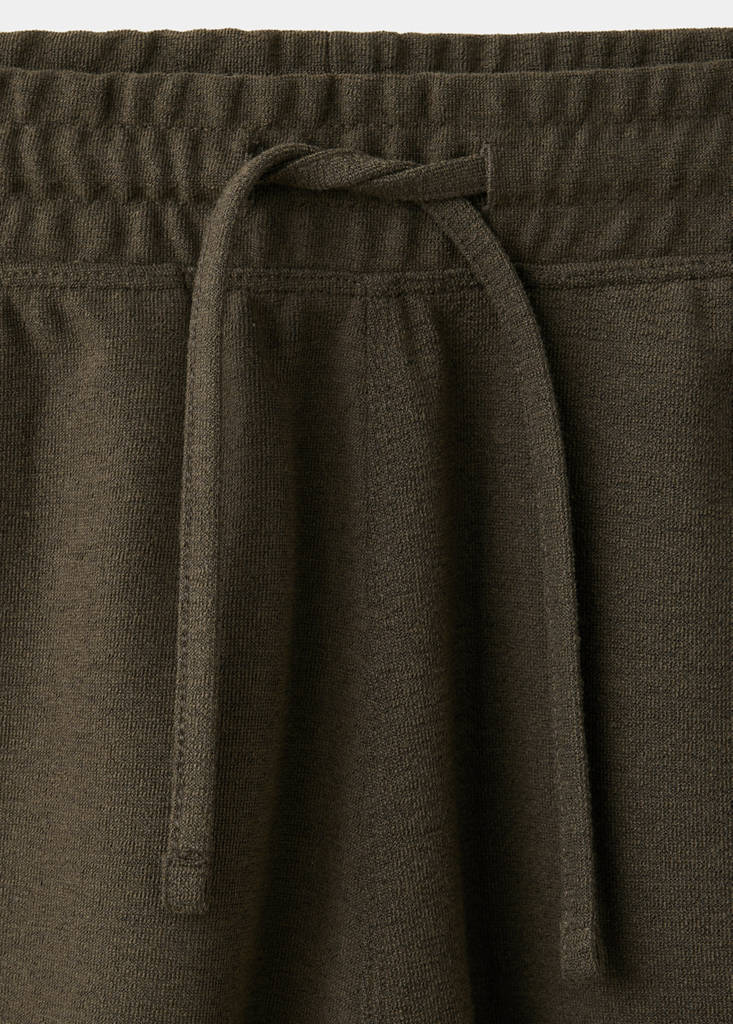 Textured cotton blend Bermuda shorts with drawstring — Brown