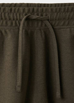 Textured cotton blend Bermuda shorts with drawstring — Brown 8