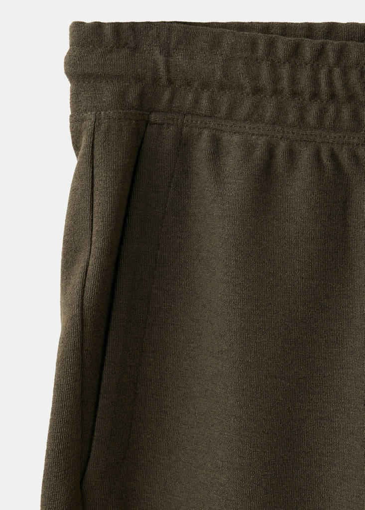 Textured cotton blend Bermuda shorts with drawstring — Brown