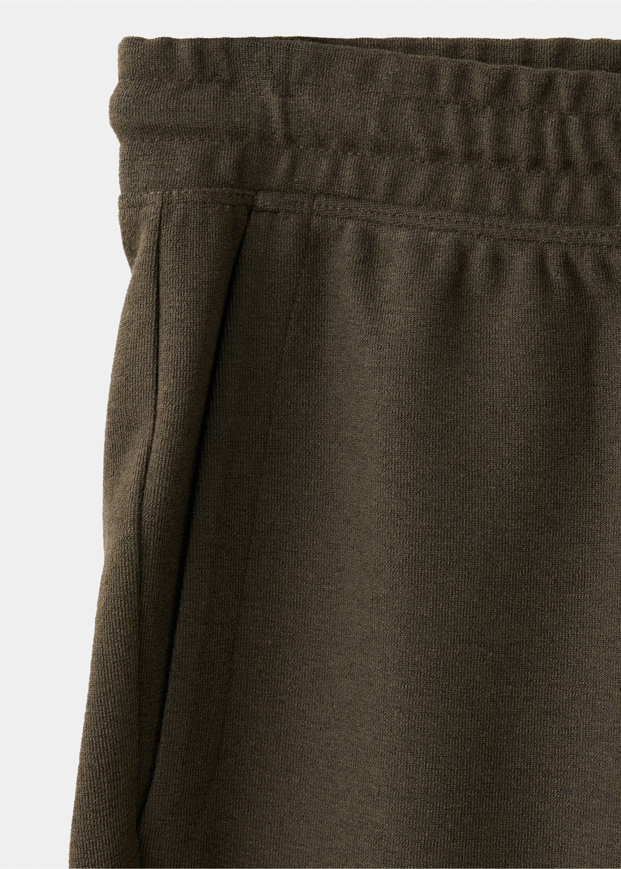 Textured cotton blend Bermuda shorts with drawstring - Details of the article 0, Brown. Ref: 37052898-00.