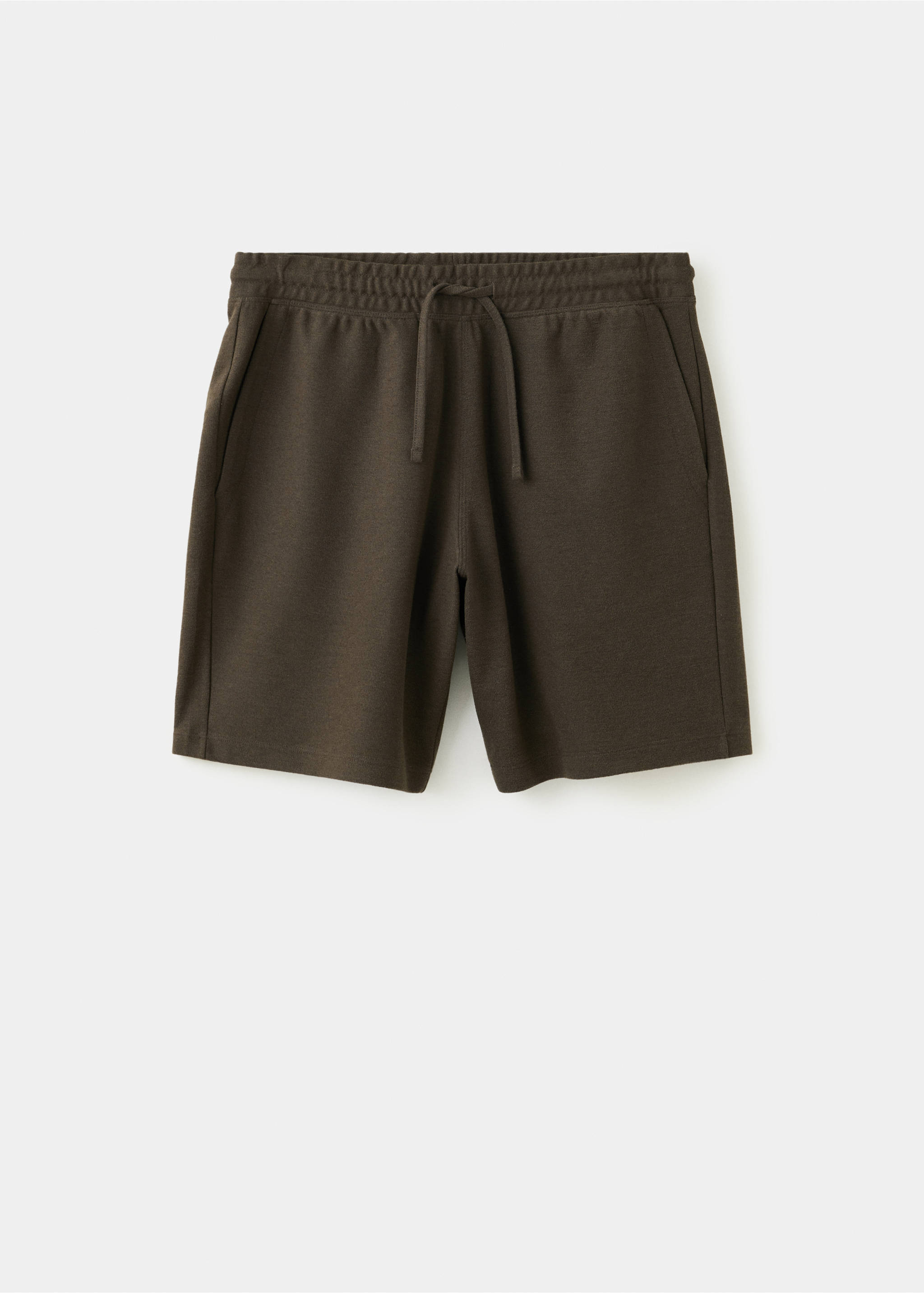 Textured cotton blend Bermuda shorts with drawstring - Article without model, Brown. Ref: 37052898-00.