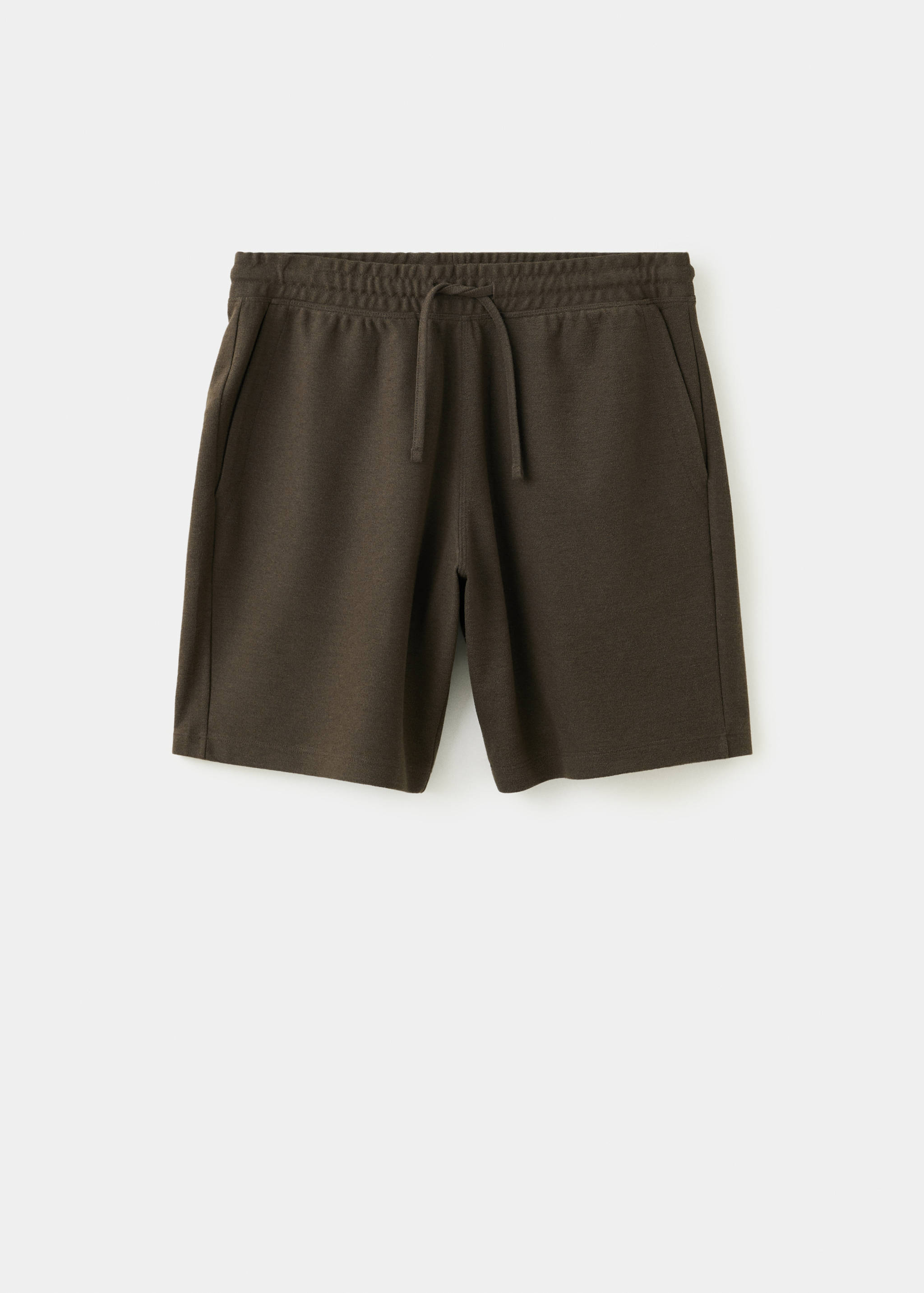 Textured cotton blend Bermuda shorts with drawstring - Article without model