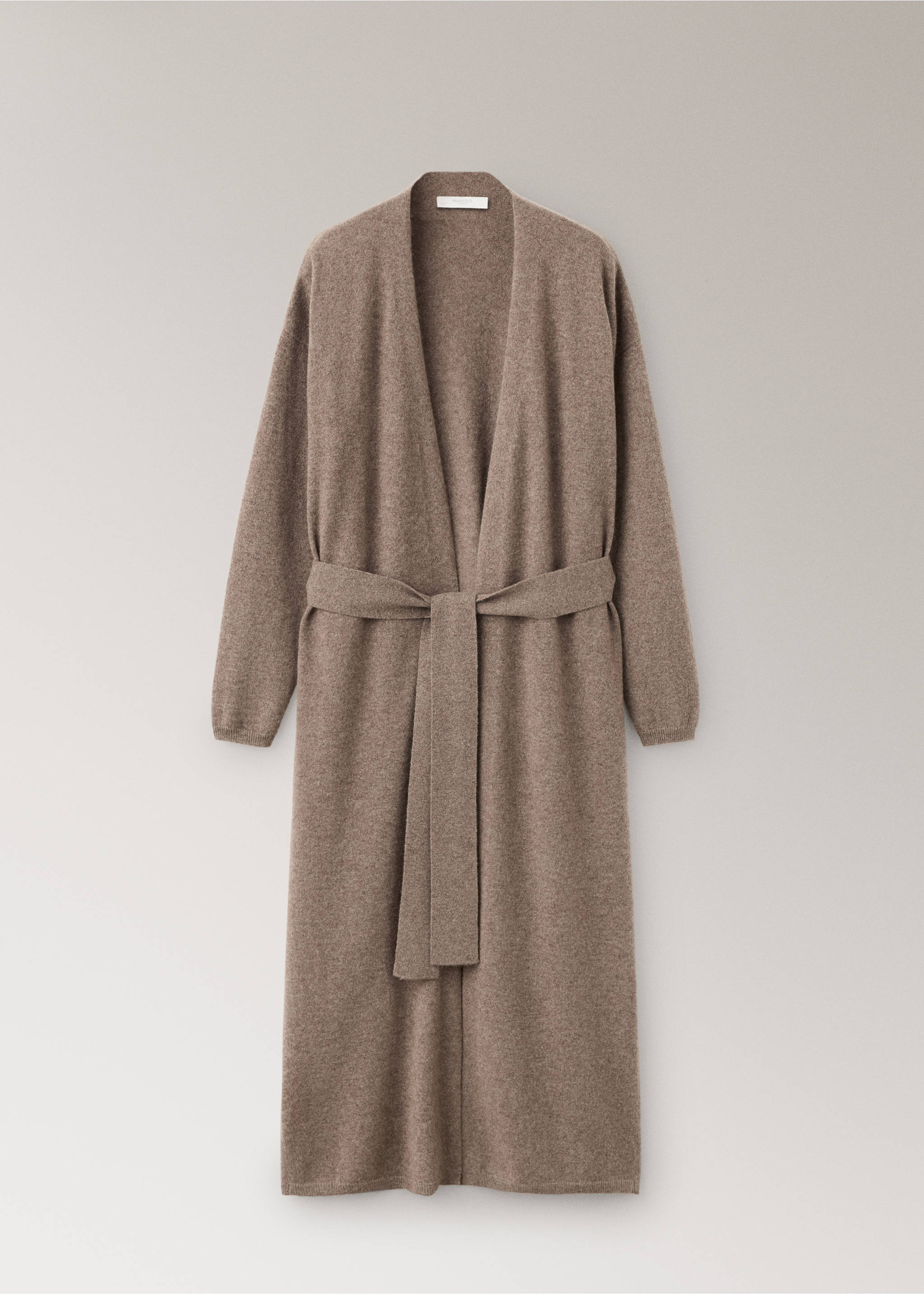 100% cashmere long cardigan with design - Article without model, Medium Brown. Ref: 37052900-00.