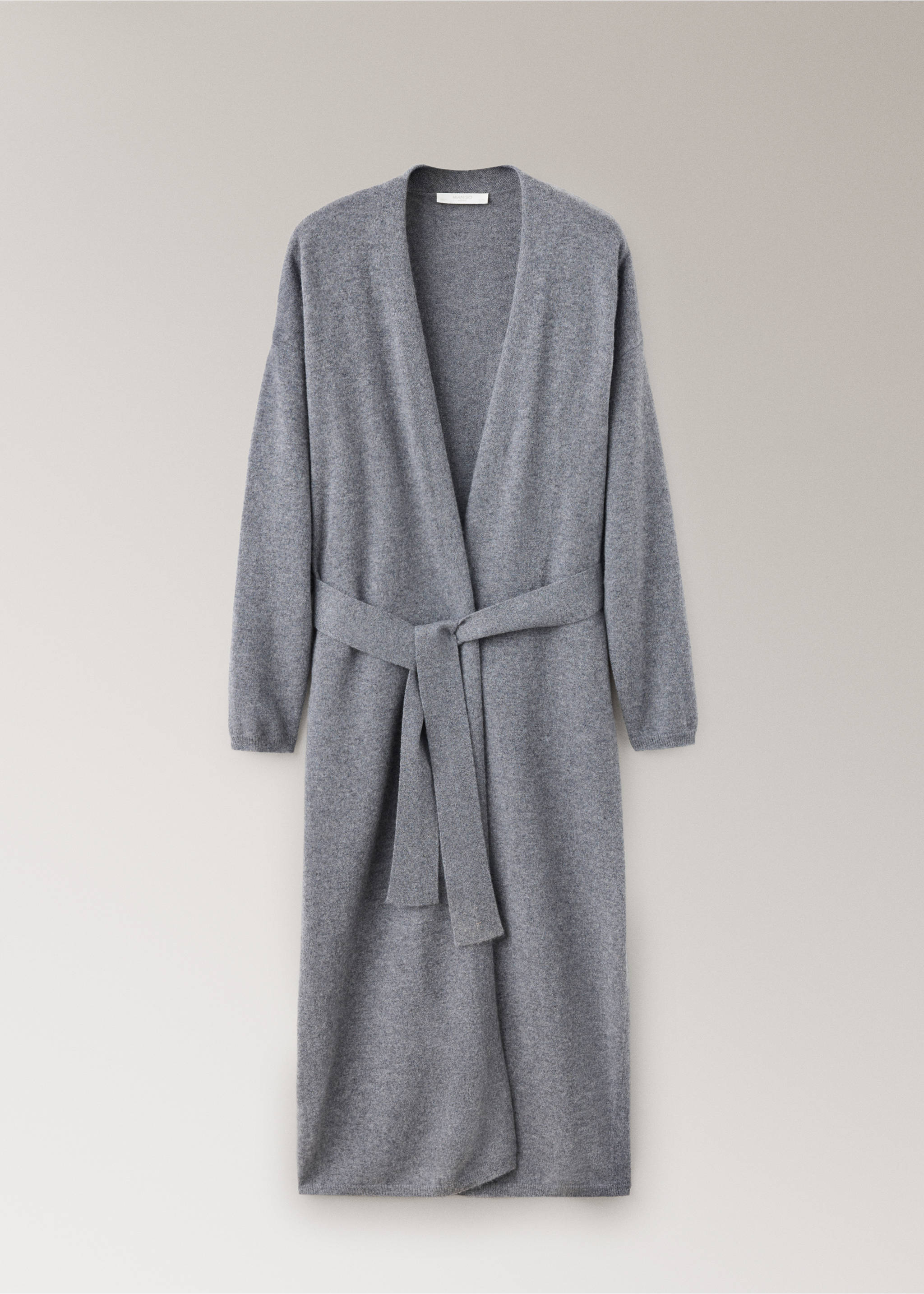 100% cashmere long cardigan with design - Article without model, Grey. Ref: 37052900-00.