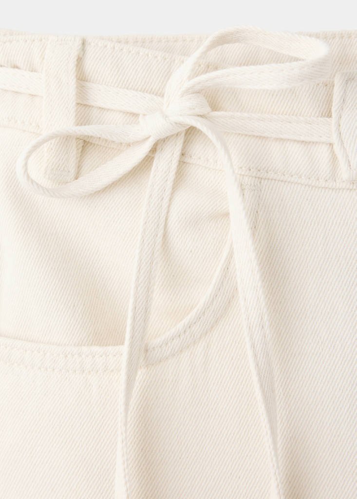 Low-rise tie jeans — Ecru