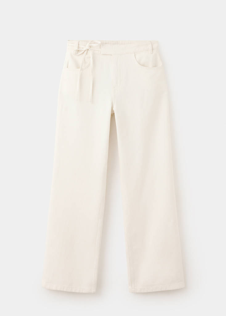 Low-rise tie jeans — Ecru