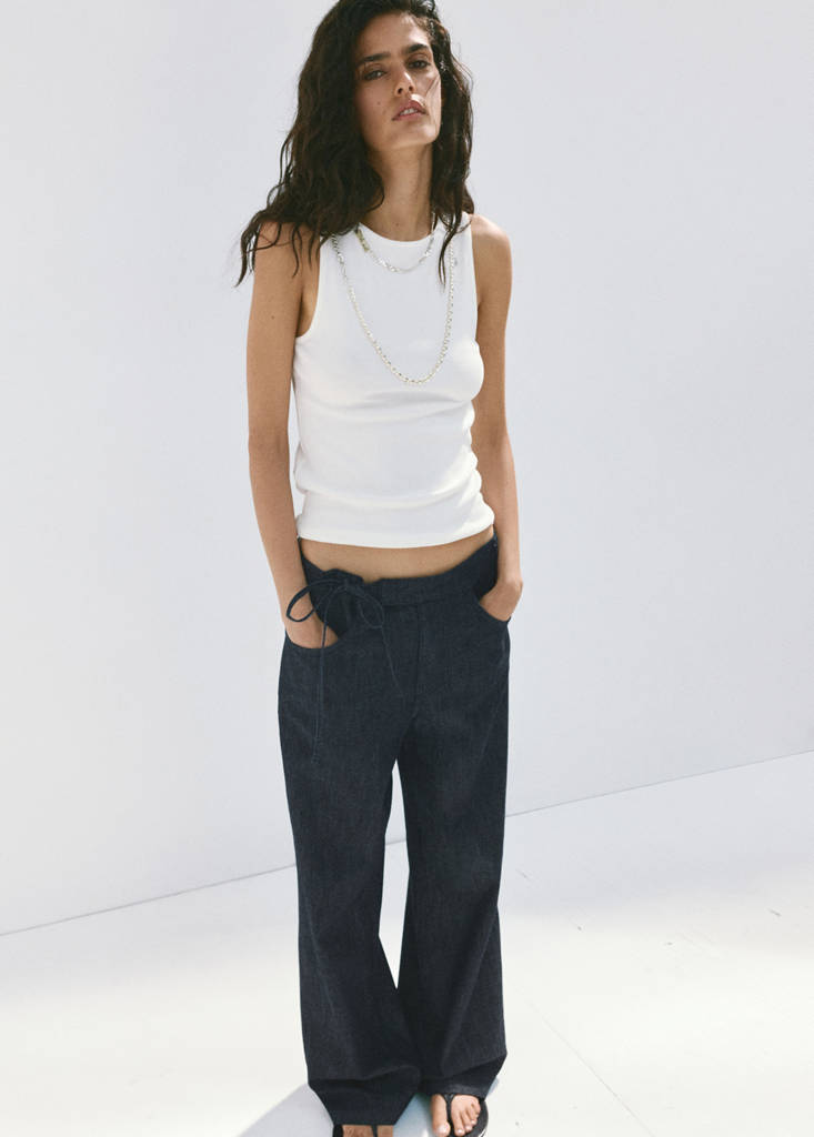 Low-rise tie jeans — Open Blue
